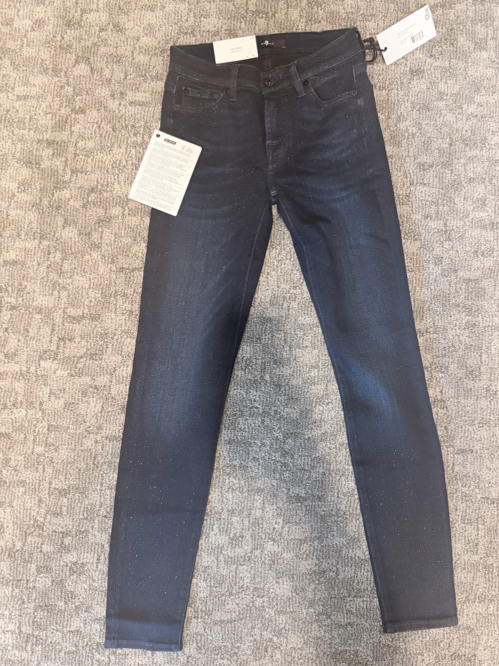 Sparkle-Detail Skinny Jeans - Dark Blue